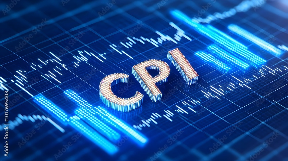 Poster cpi data visualization: graph of market fluctuations, digital bar graph illustrating fluctuations in