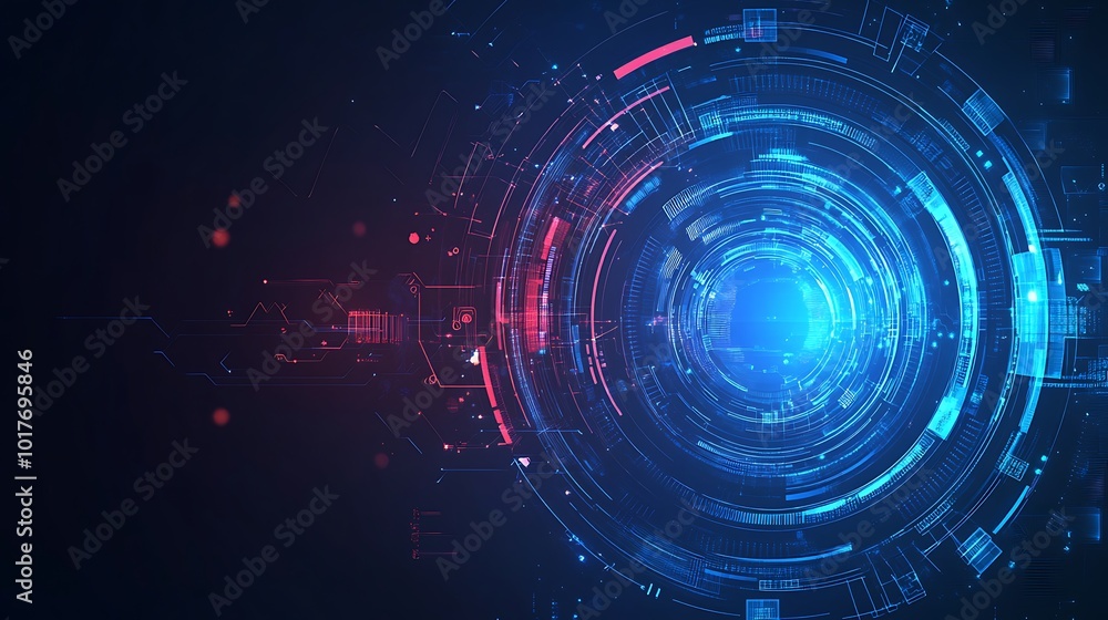 Poster abstract futuristic tech background with glowing circles and lines, perfect for digital and technolo