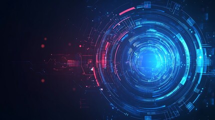 Fototapeta premium Abstract futuristic tech background with glowing circles and lines, perfect for digital and technology concepts.