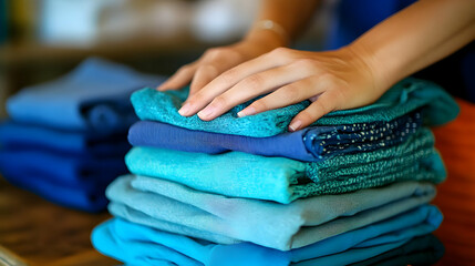 Woman Folding Clothes