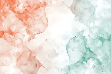 Abstract Watercolor Background with Orange and Green Tones