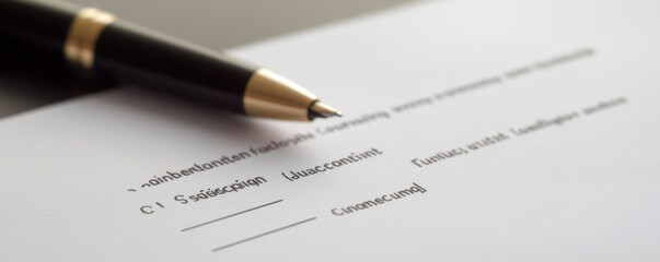 A close-up of a blank document with a pen, likely for filling out information.