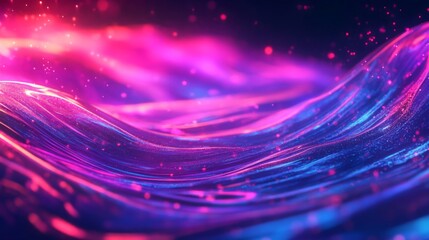 Obraz premium Abstract Neon Wave with Sparkling Particles