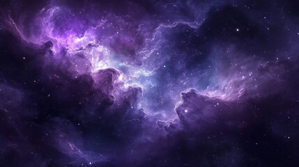 Cosmic Nebula with Stars and Glowing Purple Clouds