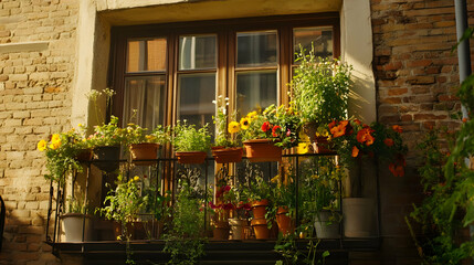 Fototapeta premium Flowers on a Balcony.