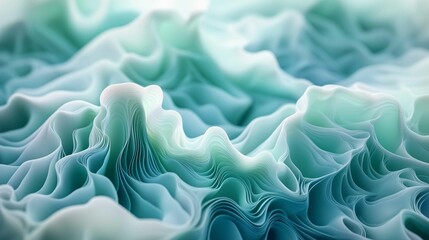 Obraz premium Abstract background made of Blue and Green 3D Undulating lines. Multicolored 3D Render with copy-space. 