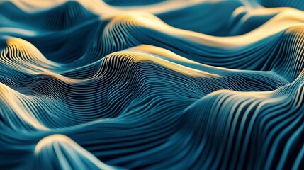 Naklejka premium Abstract background made of Blue and Green 3D Undulating lines. Multicolored 3D Render with copy-space. 