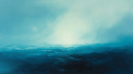 Abstract Painting of a Tranquil Blue Seascape