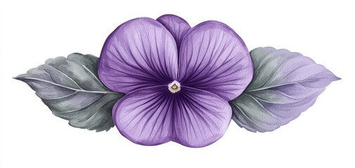 Obraz premium Beautiful violet flower with delicate leaves, perfect for decorative designs.