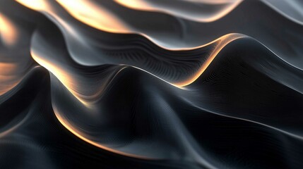 Obraz premium Abstract background made of Black 3D Undulating lines. Multicolored 3D Render with copy-space. 