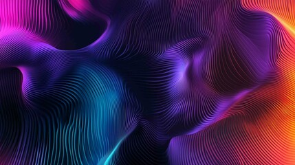 Abstract background made of Black 3D Undulating lines. Multicolored 3D Render with copy-space.
