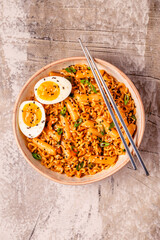 Spicy Rapokki - Korean tteokbokki rice cake and ramen noodle.