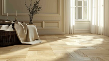 Premium oiled oak parquet with nice texture simple beauty of wood project management premium interiors made in Germany good quality carpentry and craftsmanship : Generative AI
