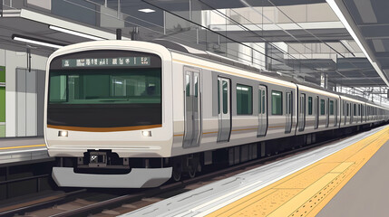 Naklejka premium Japanese Train Station Platform.