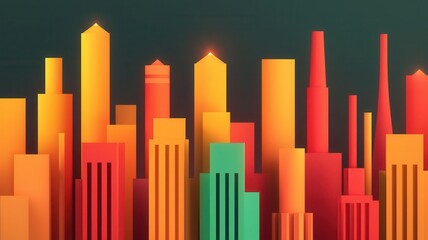 Obraz premium Glowing factory and industrial icons representing commodity flow, visualizing the movement of goods from production to consumer markets