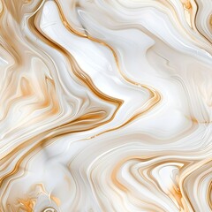 Obraz premium Seamless marble pattern with fluid gold and cream swirls on a soft white background, perfect for elegant textiles and interior design