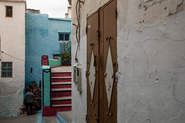 Fototapeta premium old colored wall in morocco