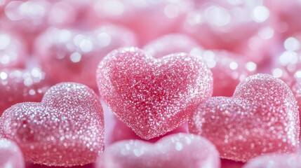 Obraz premium Pink Glitter Hearts Close-Up
