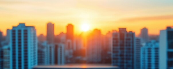 Fototapeta premium Bright and colorful sunrise illuminating the towering skyscrapers and modern architecture of a dynamic bustling cityscape symbolizing a new era of growth prosperity
