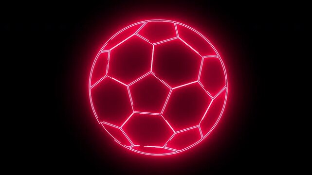 illustration of a soccer ball icon, a soccer ball sport using the feet, a large round patterned ball. Animation of a red light going around