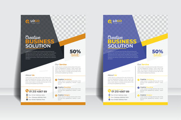 Black or purple color creative and modern poster design, corporate business flyer template
