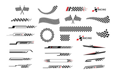 Start and finish flag. Race flag. Checkered flag. Racing stripes. Race motorsport graphics. Vector illustration © Alano Design