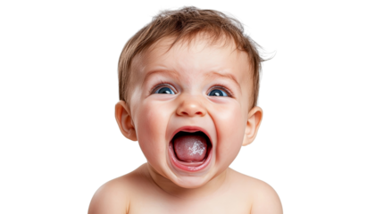 Adorable Baby Boy Expressing Emotion Isolated On White Background