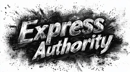 This image features bold, dynamic typography amidst dark, splashy abstract elements, conveying a sense of energy and authority.