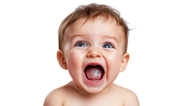 Adorable Baby Boy Expressing Emotion Isolated On White Background