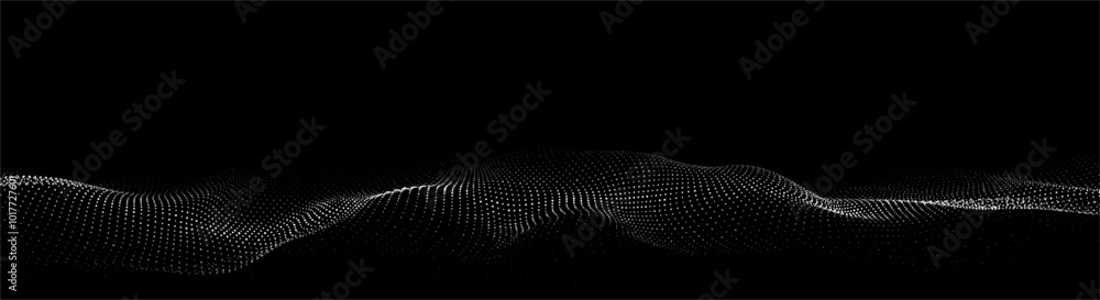 Poster wave of particles. digital wave background concept. abstract technology background. big data visuali