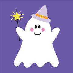 Cute Halloween ghost. Hand drawn character. Vector illustration
