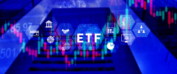 ETF investment concept, Exchange Traded Fund, ETF stock options and stock market index fund, Growing Wealth in the Financial Market.