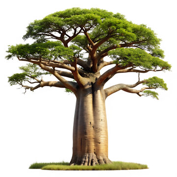 Baobab tree on white background as transparent.  PNG