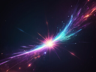 abstract space Explosion of glowing particles. Christmas star. Futuristic technology Elegant background
