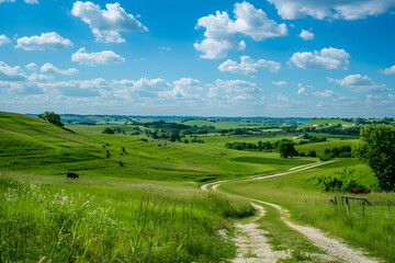 Obraz premium Soothing Greenery & Serene Countryside: The Scenic Beauty of Iowa