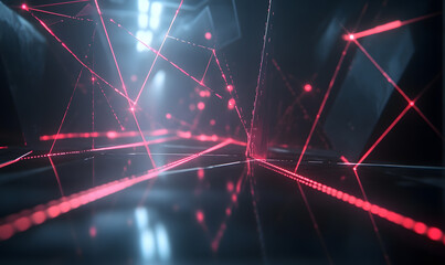 Futuristic financial dashboards and luxury business charts with glowing neon lines, gold accents, and connected nodes for corporate branding.