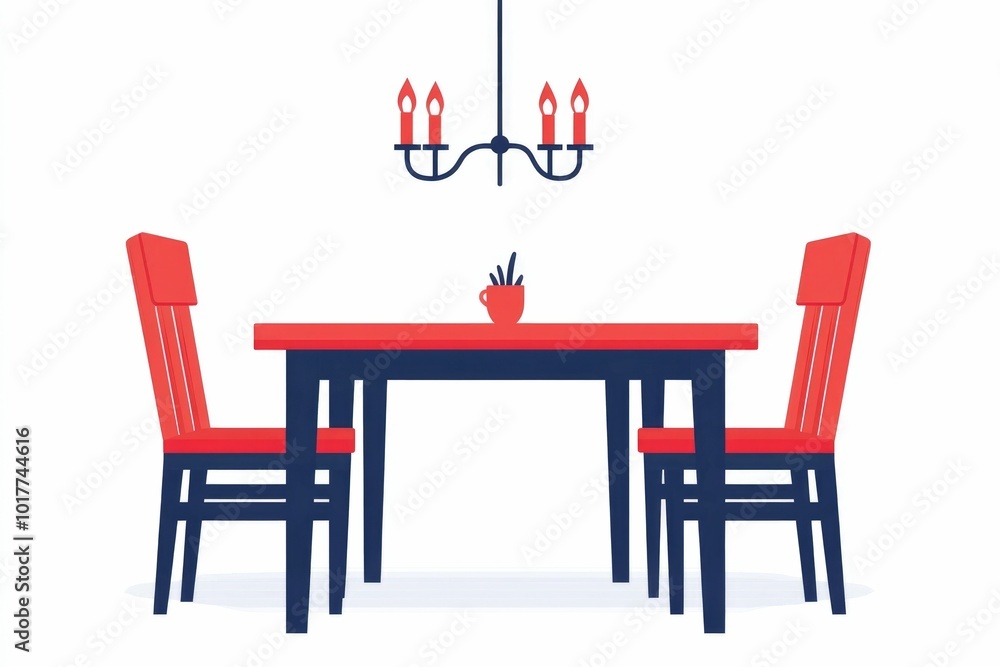 Poster sophisticated dining table setup with modern chairs and a simple chandelier in a clean minimalist de