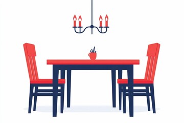 Sophisticated dining table setup with modern chairs and a simple chandelier in a clean  minimalist design  perfect for home decor  interior design  and lifestyle branding