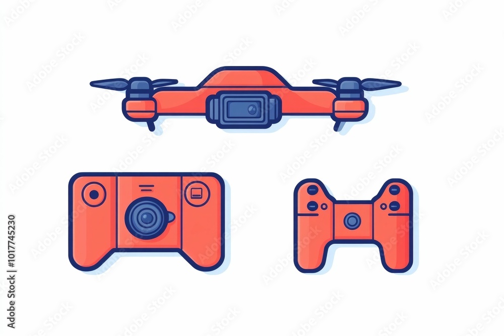 Poster minimalist and clean icon design depicting a remote controller this simple and modern flat style is 