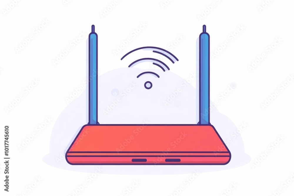 Poster minimalistic of a wireless router and modem icon with signal icon showcasing a modern and simple des