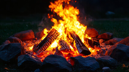 Campfire Gathering with Friends Under Night Sky