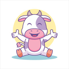 Happy Cow Illustration using modern style vector view