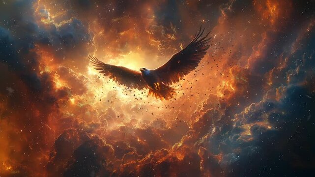 fantasy hawk at stunning sky