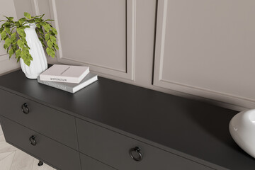 Top view of living room interior with empty drawer for mockup product