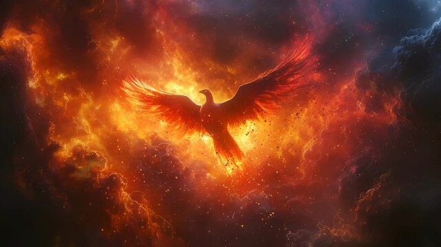 amazing phoenix on fire video animation
