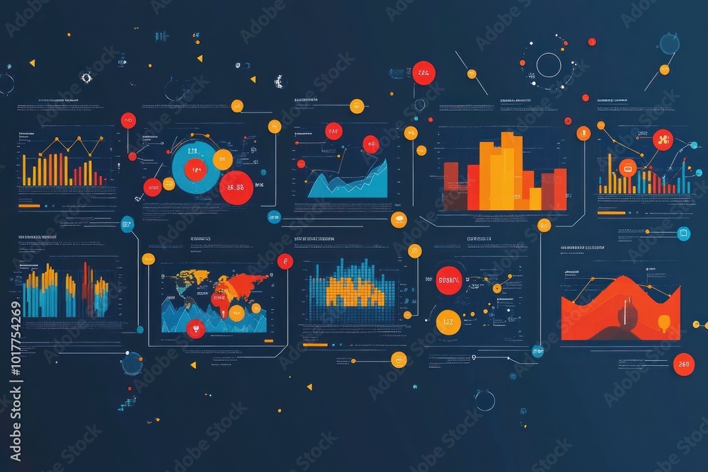 Poster data visualization: colorful charts and graphs