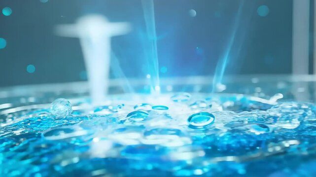 Active cleaning agents dissolve in water, creating a foamy and bubbling effect, symbolizing effective laundry detergents at work