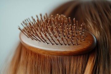 Wooden Hairbrush in Hair