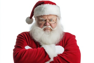 Angry santa claus on the white background.	