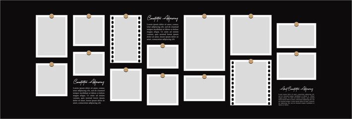 Pictures or photos frame collage. comics page grid layout abstract photo frames and digital photo wall template